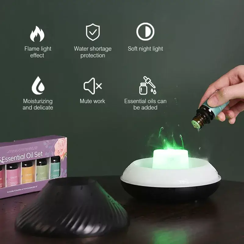 130ml Portable USB Aromatherapy Diffuser with Color Flame Night Light - Image 3
