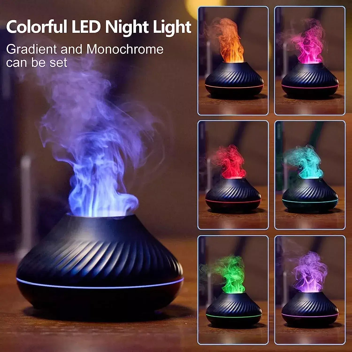 130ml Portable USB Aromatherapy Diffuser with Color Flame Night Light - Image 4